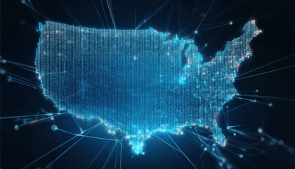  Digital map of USA, concept of North America global network and connectivity, data transfer