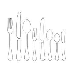 Spoon set line art vector design. Spoon set outline illustration design.