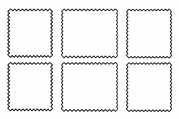 set of frames, Set of wavy edges rectangle frames. Rectangular shapes with wiggly borders. Picture or photo frames, empty text boxes, label, tags on white background