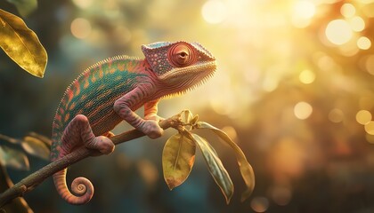 closeup, Beautiful of chameleon panther, chameleon panther on branch