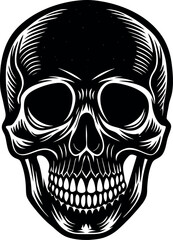 Vintage Skull Head Silhouette Vector – Simple Black Retro Bone Illustration