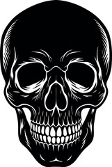 Vintage Skull Head Silhouette Vector – Simple Black Retro Bone Illustration