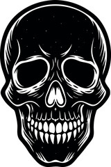 Vintage Skull Head Silhouette Vector – Simple Black Retro Bone Illustration