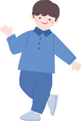 Waving Boy Character-Young boy kid character standing vector illustration 2