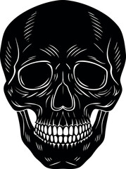 Vintage Skull Head Silhouette Vector – Simple Black Retro Bone Illustration