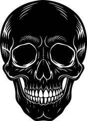 Vintage Skull Head Silhouette Vector – Simple Black Retro Bone Illustration