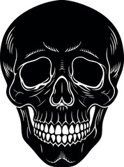 Vintage Skull Head Silhouette Vector – Simple Black Retro Bone Illustration
