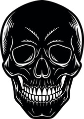 Vintage Skull Head Silhouette Vector – Simple Black Retro Bone Illustration