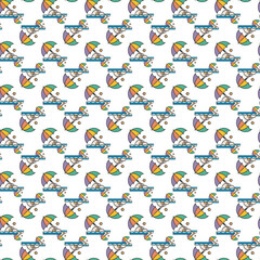 Colorful Rocket Cartoon Pattern with Stars and Space Theme