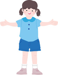 Young girl kid character standing vector illustration 3