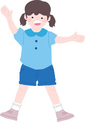 Young girl kid character standing vector illustration 2