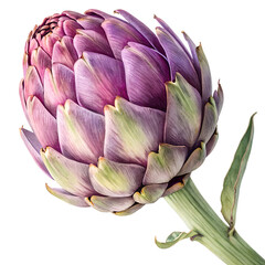 Obraz premium Watercolor Close-up of purple artichoke isolated on transparent background