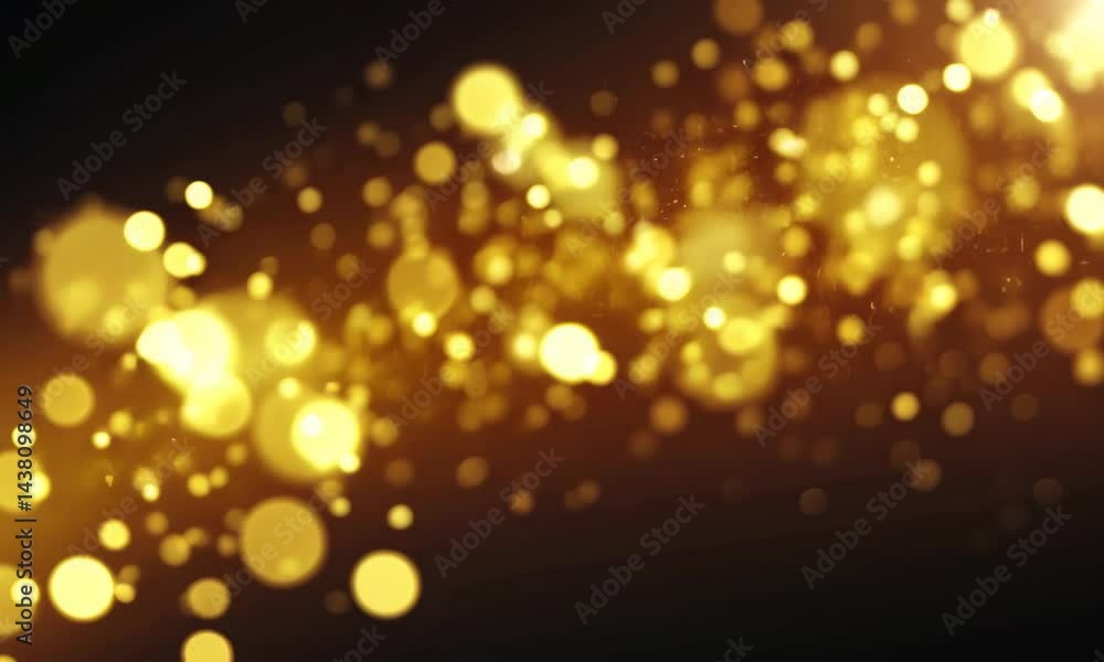 Poster abstract motion background shining gold particles. shimmering glittering particles with bokeh