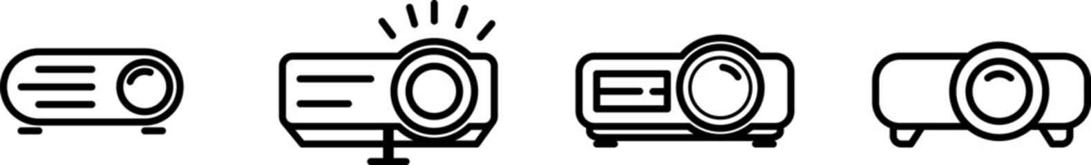 Video projector icon set in line style