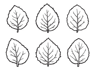 Plum leaf vector line art illustration