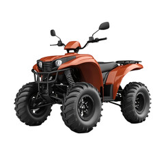 Obraz premium realistic rugged ATV quad bike isolated on clean white background, outdoor extreme travel style, margin space maintained