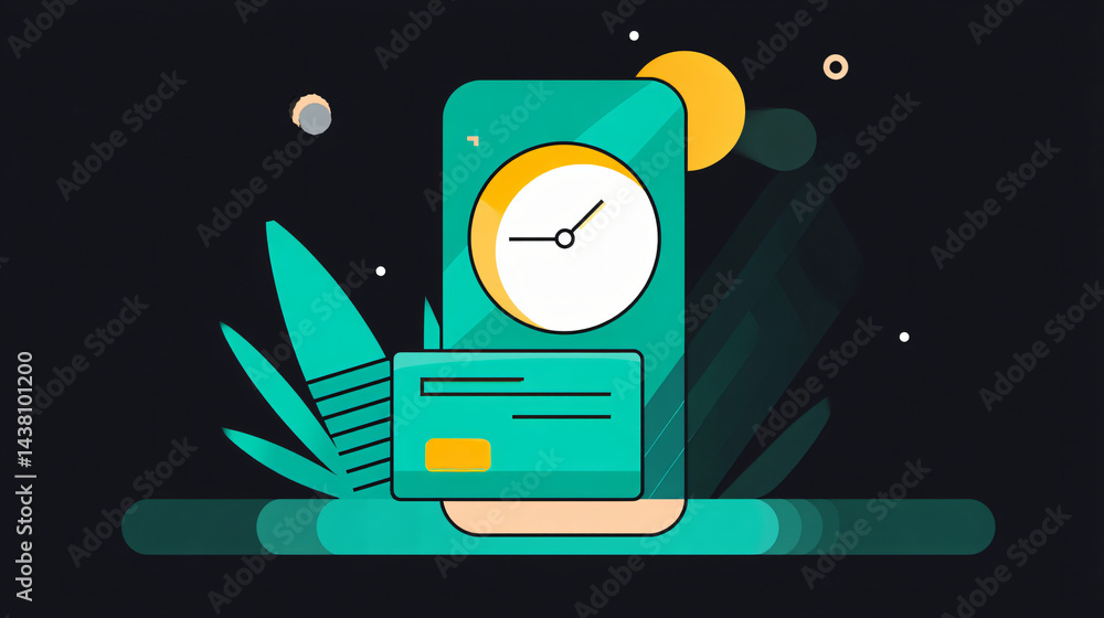Poster icon showing time-based payment method with modern design.