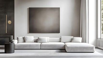 Modern Minimalist Living Room Interior with Elegant Wall Art