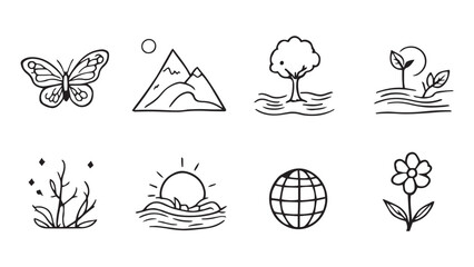 Ecology icon line art illustration
