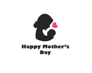 Obraz premium Abstract mother with a child in continuous one line drawing art style,Mother with her child holding vector illustration,mother's day celebration, line art logo design.