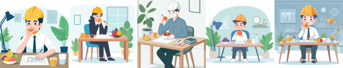 vector character architect eating fruit