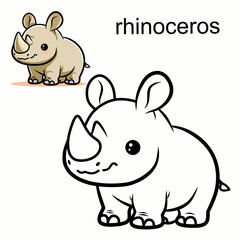 Coloring book for children (cartoon baby rhinoceros)