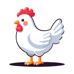 Adorable white chicken standing with a curious look vector