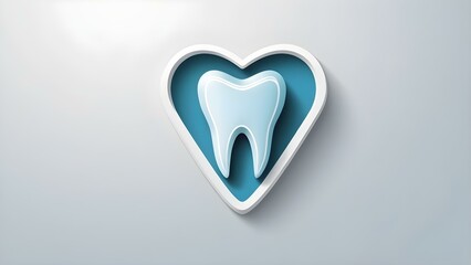Heart and Tooth Logo - Light Blue and White Dental Care Symbol for Healthcare