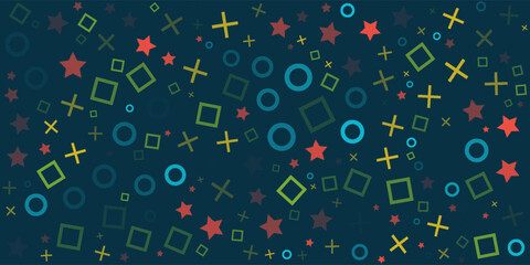 Video games outline pattern. Vector game concept seamless background. Play station game pad. Abstract background controller seamless pattern on dark background eps 10 © Selamet