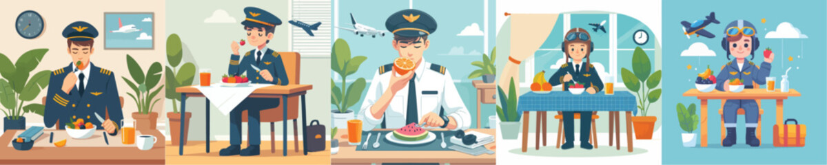 pilot character vector eating fruit
