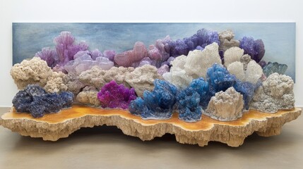 Ethereal Coral City Translucent hues rise above a rugged shore evoking fantasy