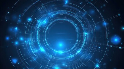 Abstract Tech Background: Futuristic Blue Circle Digital Network Design
