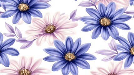 Obraz premium Beautiful Blue and Purple Flowers with Delicate Petals and Leaves