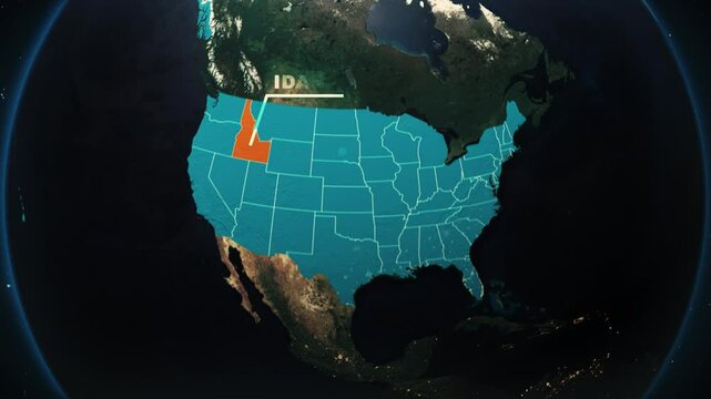 Idaho US State Satellite Map Animation V2
