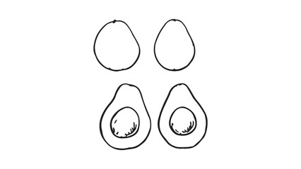 Avocado set line art