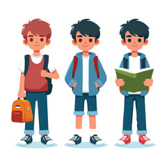 Group of School Boys Illustration for Education and Friendship