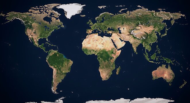Fototapeta Detailed Earth Map Visualization Emphasizing Geographical Features and Diversity