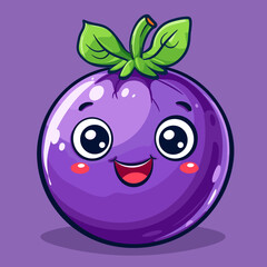 Obraz premium Eggplant cartoon character. Cute vegetable. Vector illustration