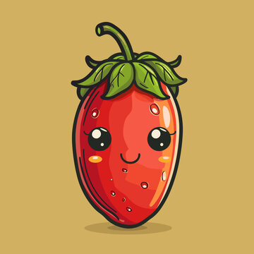 recommend clip art: Cute kawaii strawberry character. Vector flat cartoon character illustration icon design