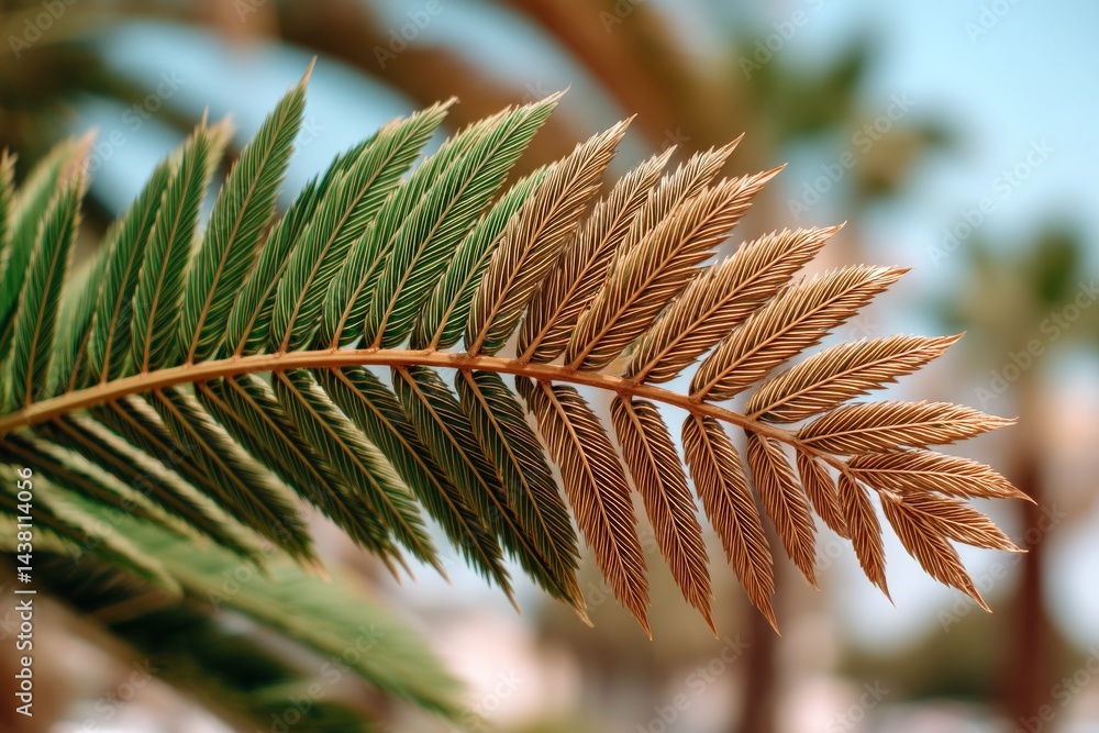 Aufkleber closeup of brown pine twig on forest floor with blurred background and soft sunlight creating a natu