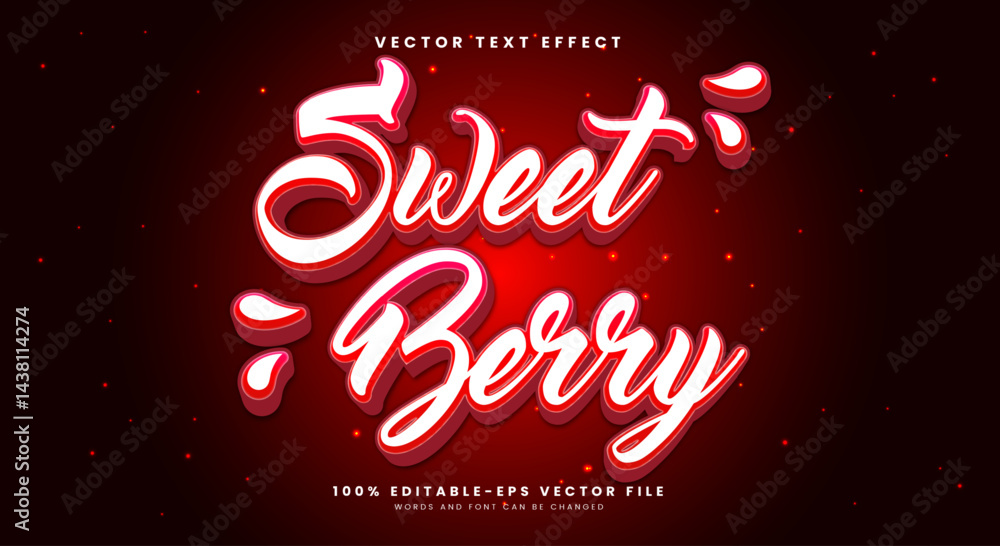 Poster straw berry 3d editable text effect template suitable for elegant concept