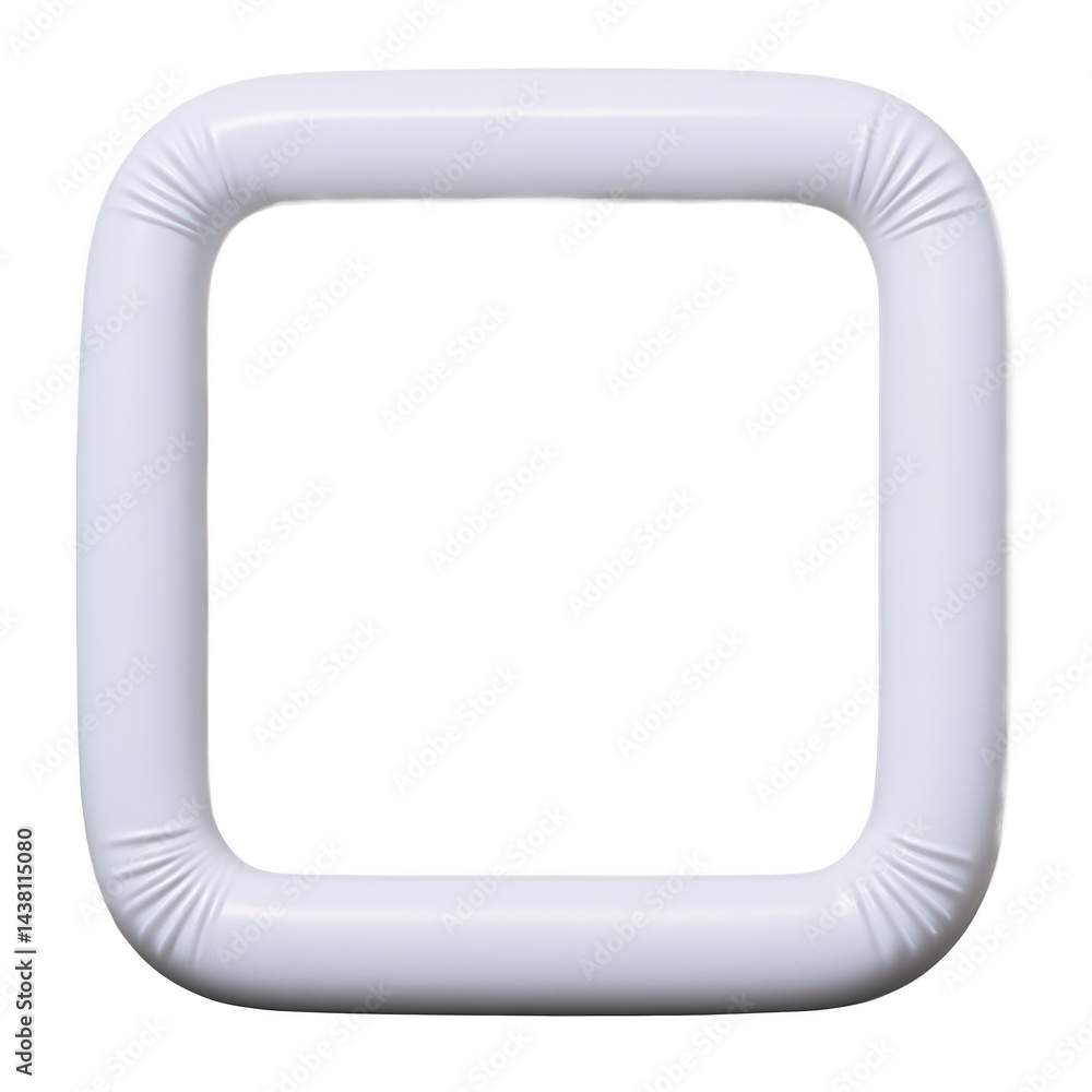 Poster white square frame with rounded corners on a transparent background, showcasing a minimalist design