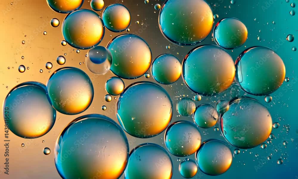 Aufkleber abstract multicolor background with bubbles. oil drops in water with abstract blurred light on backg