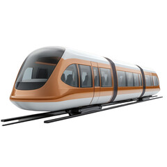 monorail clay 3d-render, urban monorail travel, futuristic city transport, tourism rail system, sightseeing train, isolated clay model centered on white background