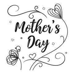 Elegant mothers day vector design with flowers hearts and swirls