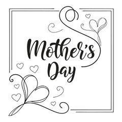 Mothers day elegant vector design with hearts and frame for greeting cards