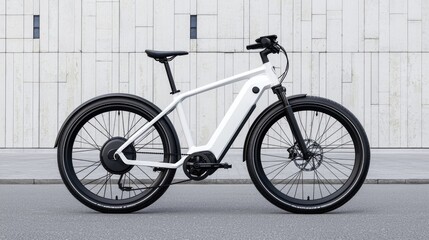 Fototapeta premium Modern white e-bike on city street