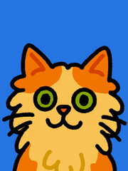 Cat hand drawn art - canvas print art - wall decoration - colorful cat - kids book - cat expression