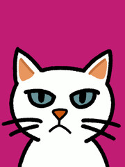 Cat hand drawn art - canvas print art - wall decoration - colorful cat - kids book - cat expression