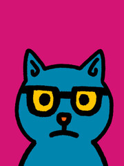 Cat hand drawn art - canvas print art - wall decoration - colorful cat - kids book - cat expression